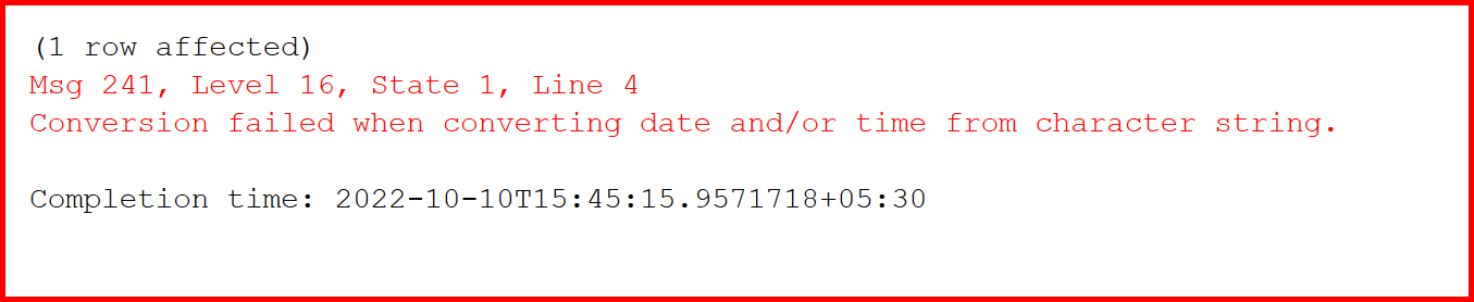 Picture showing the error message when tries to enter string value in the date field